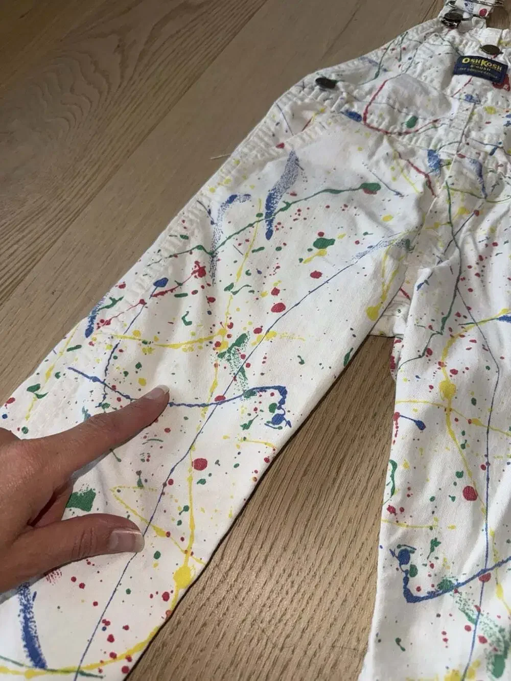 Vintage Oshkosh Overalls 3t 3 Years Bibs White Splatter Paint 1990s Denim Cotton